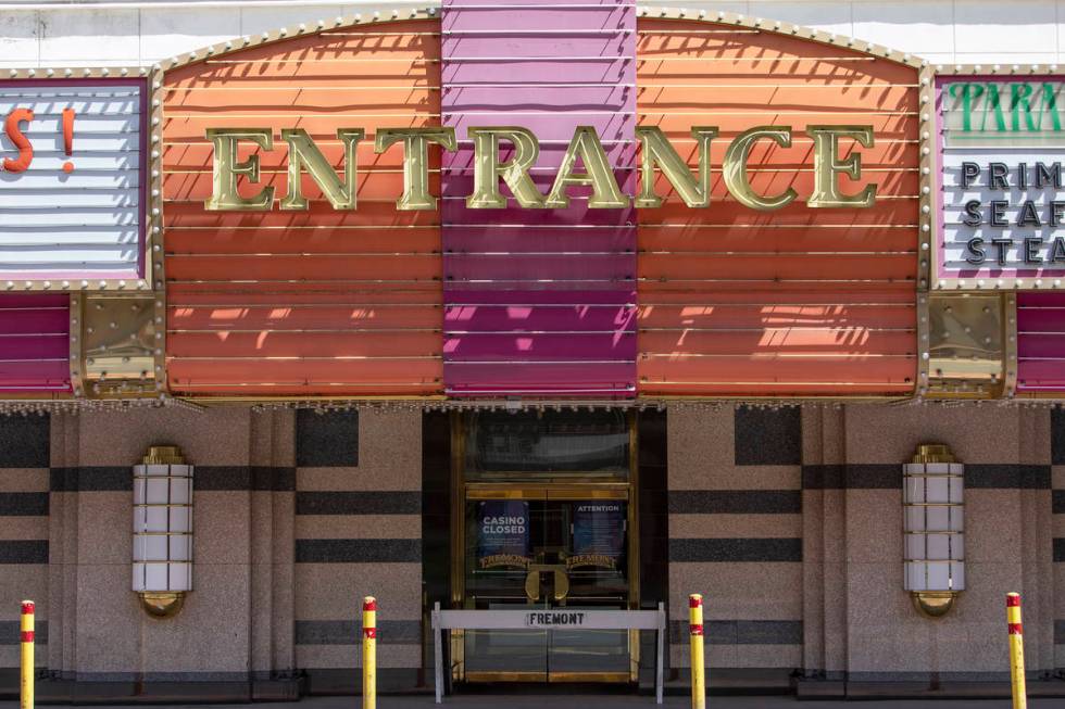 Fremont Hotel and Casino is closed on Saturday, April 25, 2020, in Las Vegas. (Ellen Schmidt/La ...