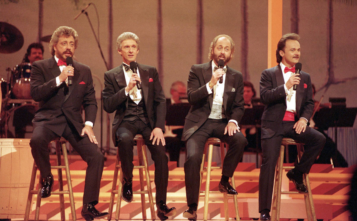 FILE - In this May 7, 1992, file photo, The Statler Brothers, from left, Harold Reid, Phil Bals ...