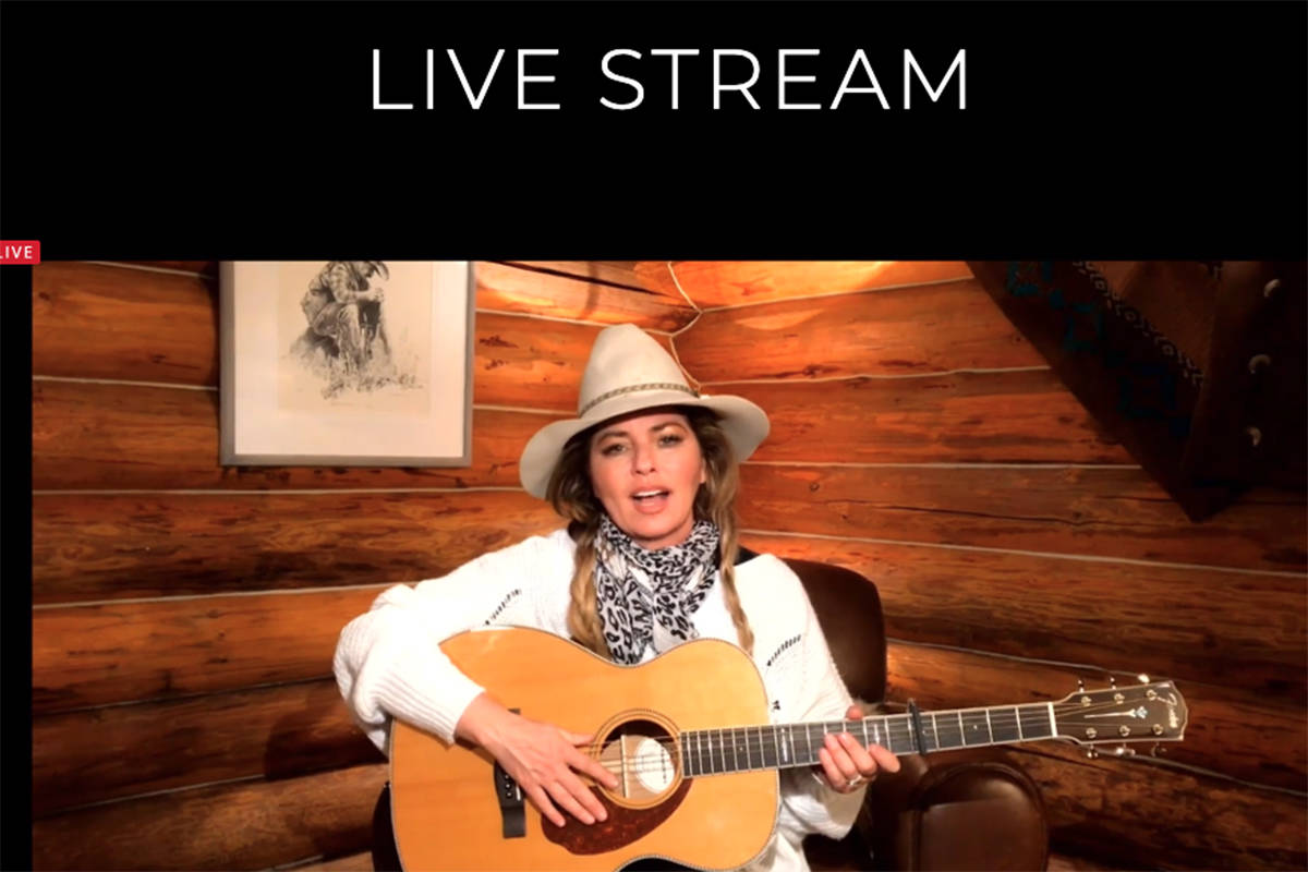 Shania Twain is shown during the Mondays Dark Live Stream Telethon on Monday, April 27, 2020. ( ...