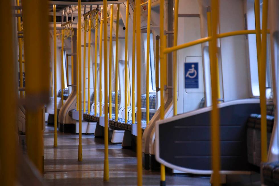 An empty underground train in London, Tuesday April 28, 2020, as the lockdown continues due to ...