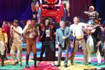 William Shatner, second from right, performs during the finale of "One Night for One Drop" at N ...