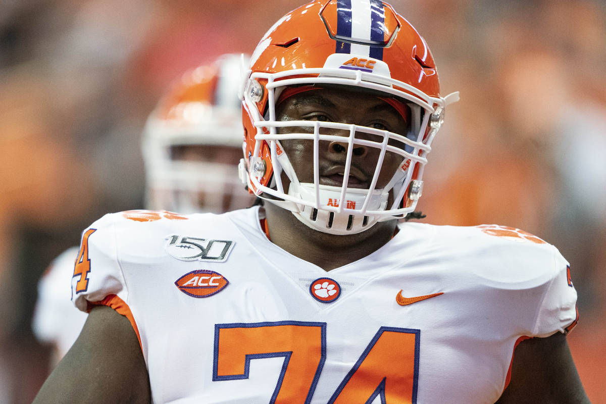 Clemson Tigers Offensive Lineman John Simpson (74) prior to the game between the Clemson Tigers ...