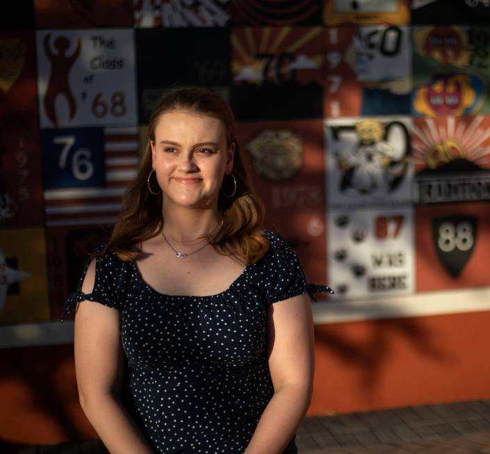 Isabella Tollefson, one of the valedictorians at Las Vegas Academy of the Arts, poses for a por ...