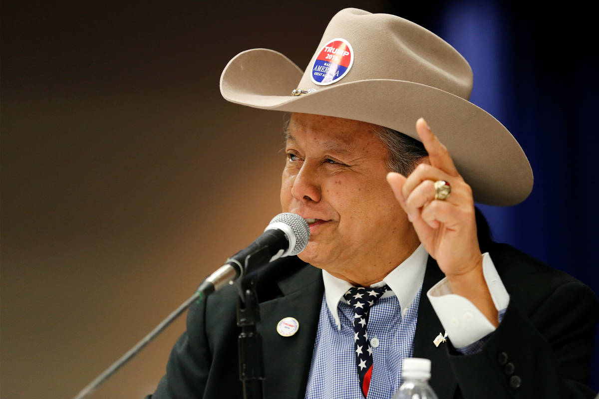 Eddie Hamilton speaks during a debate-forum at the Henderson Convention Center, Monday, March 2 ...