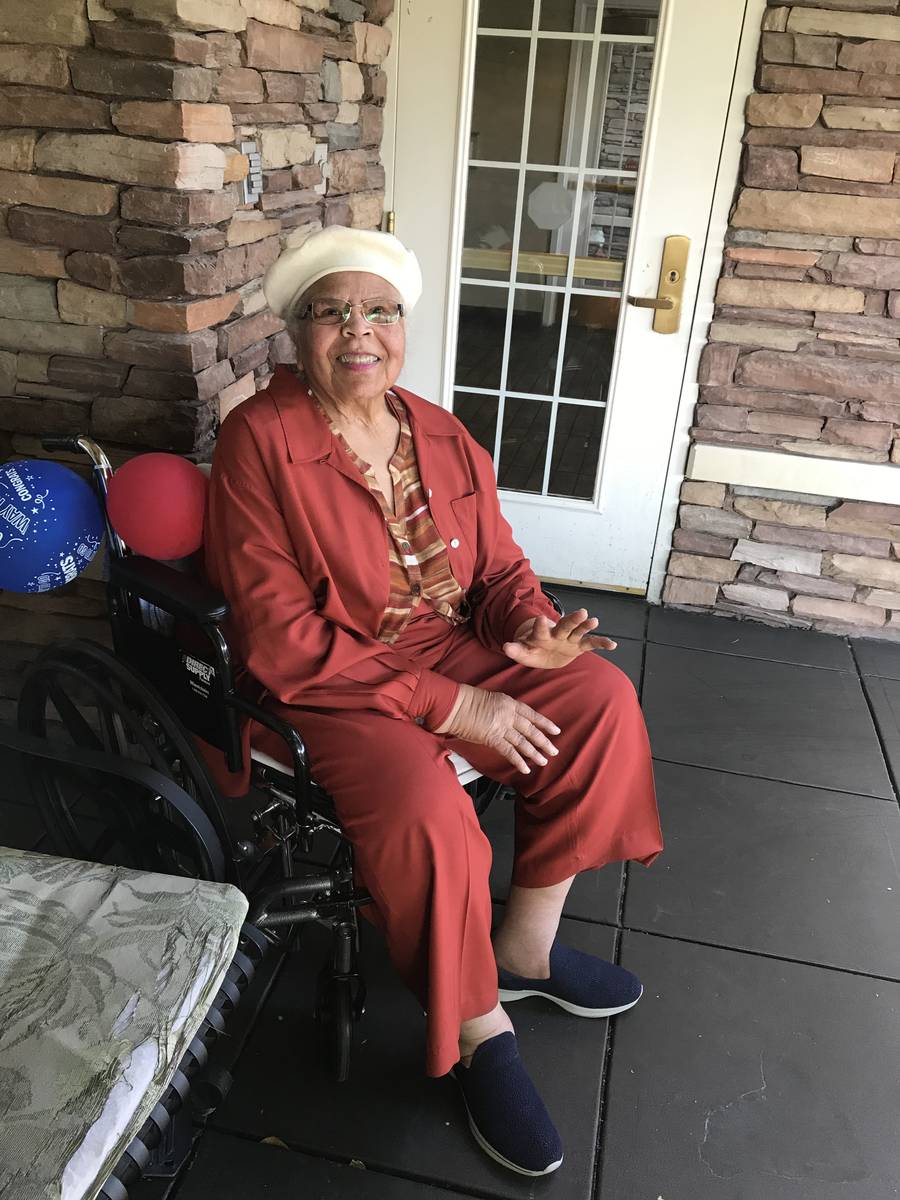 Barbara Tinch, 86, smiles for a photo at her home at The Heights of Summerlin late last year. B ...