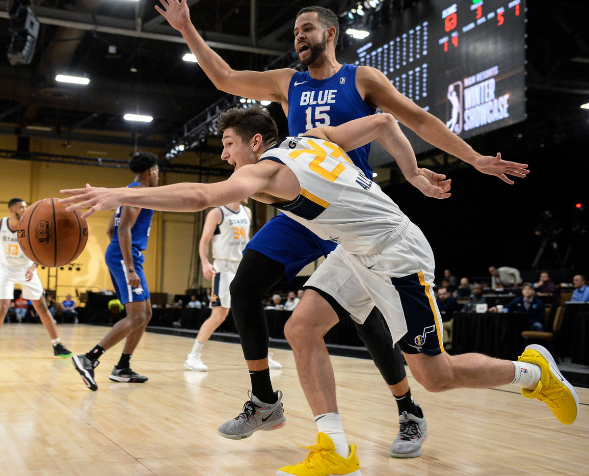 Salt Lake City Stars' Grayson Allen (24) reaches for the ball while under pressure from Delawar ...