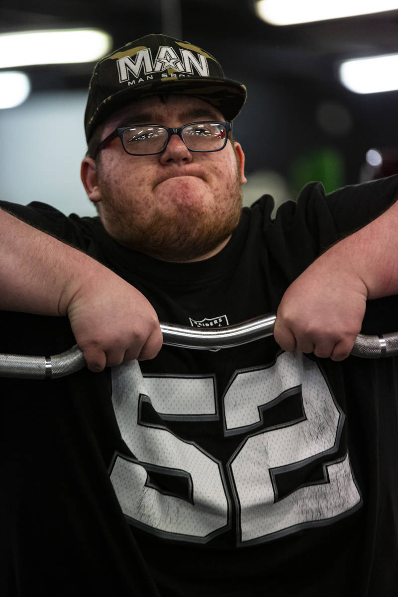 Paul Minor works out at The Lift Factory in Las Vegas on Thursday, Feb. 27, 2020. (Chase Steven ...