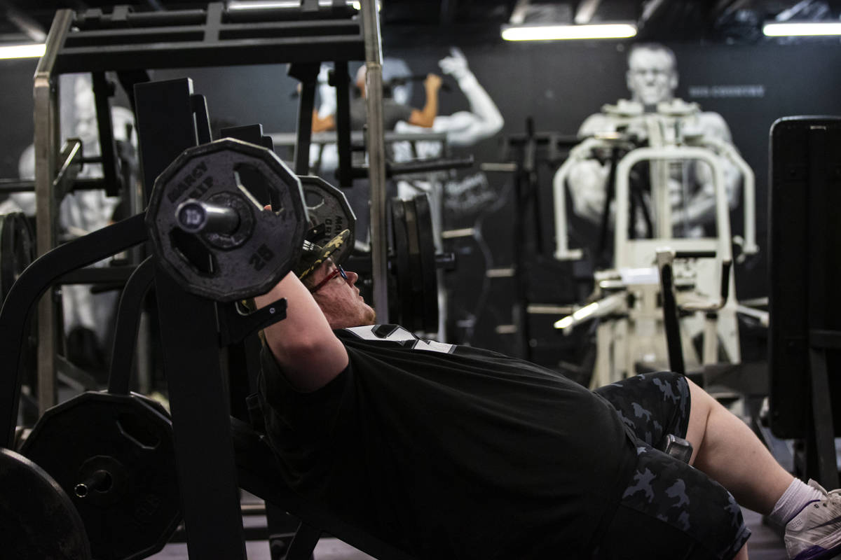 Paul Minor works out at The Lift Factory in Las Vegas on Thursday, Feb. 27, 2020. (Chase Steven ...