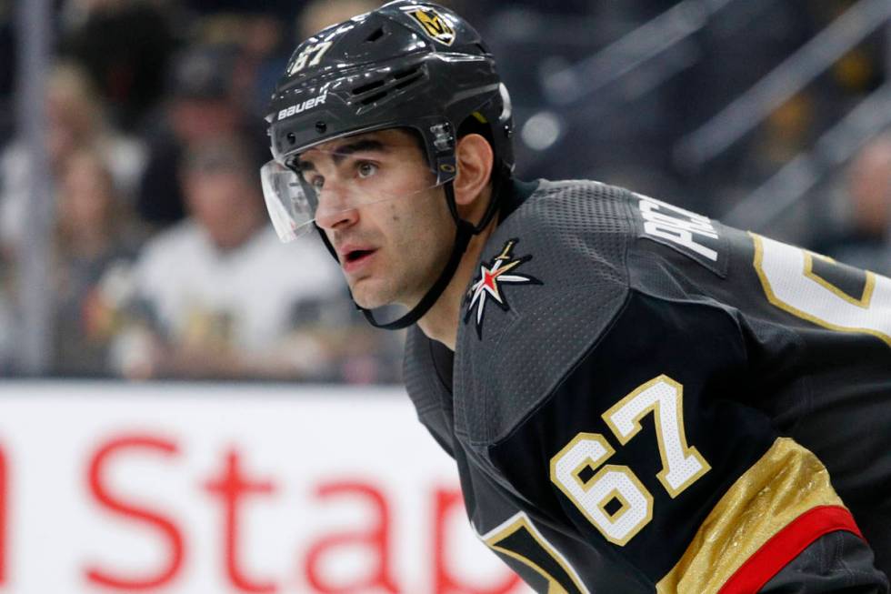 Vegas Golden Knights left wing Max Pacioretty (67) plays against the Edmonton Oilers in an NHL ...