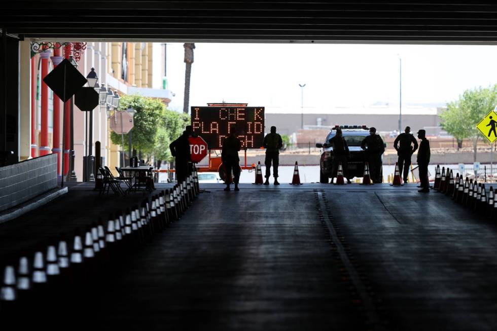 National Guard soldiers during a preview of a Clark County/University Medical Center drive-thru ...