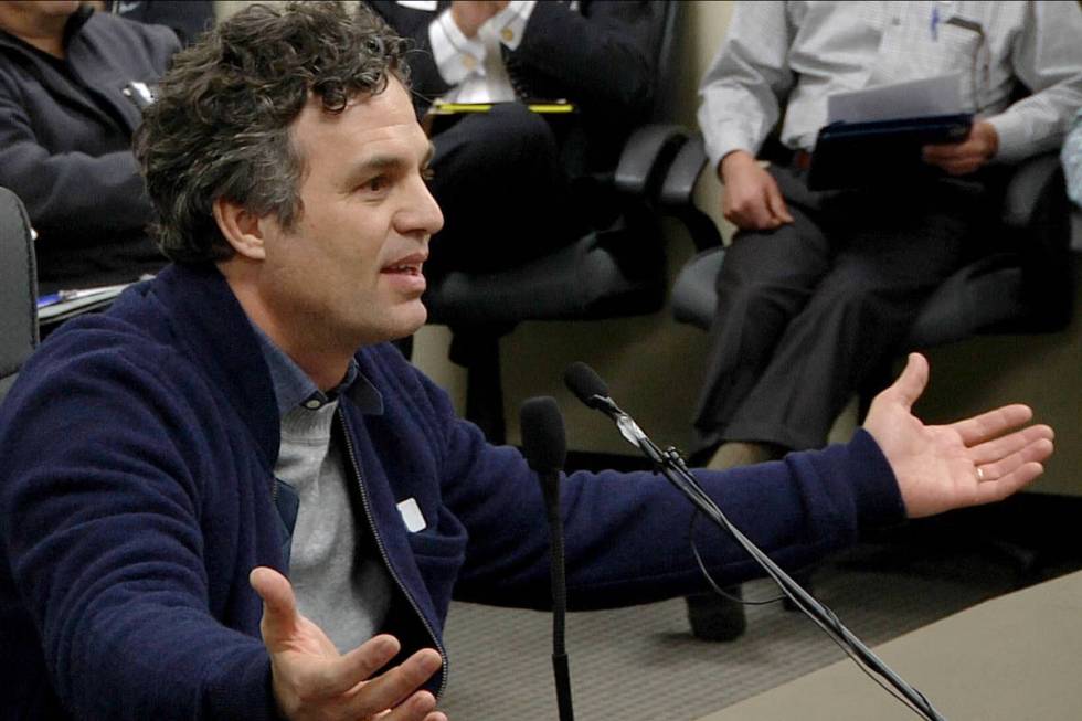 Actor Mark Ruffalo admonishes members of the Nevada Public Utilities Commission on Wednesday, J ...