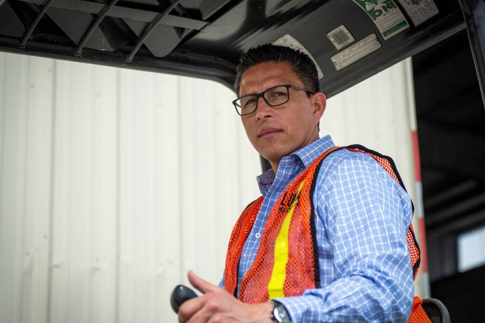 Norberto Madrigal poses for a portrait at Lunas Construction in Las Vegas on March 19, 2019. (L ...