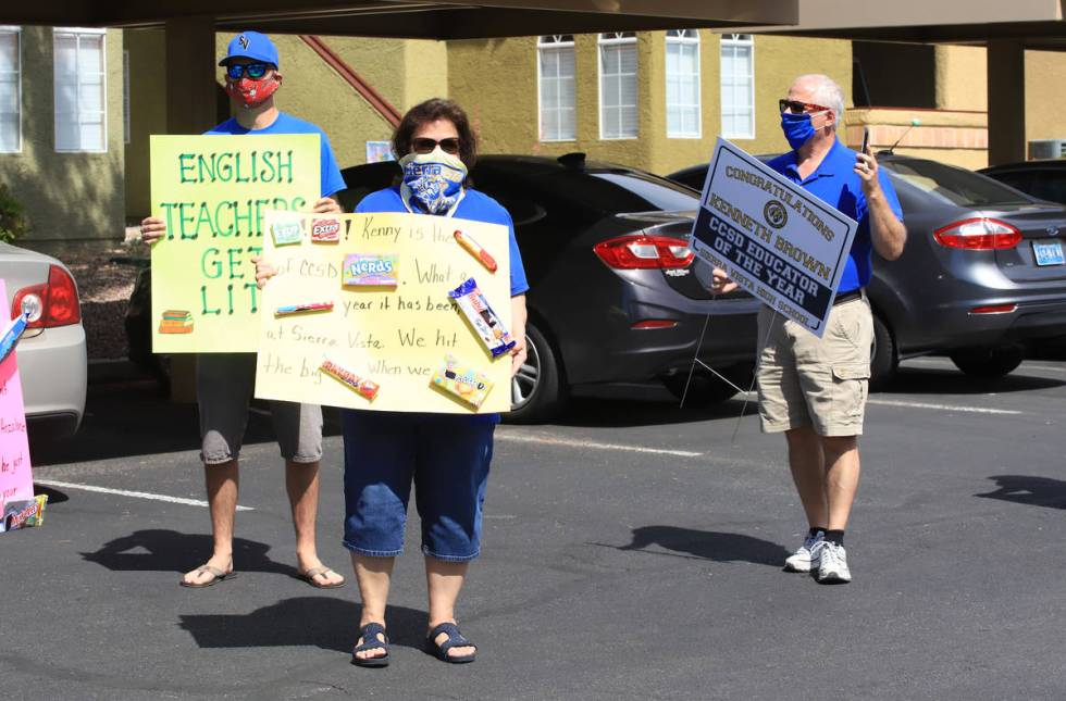 Sierra Vista English teachers surprised their colleague, Kenneth Brown, as he won CCSD's High S ...