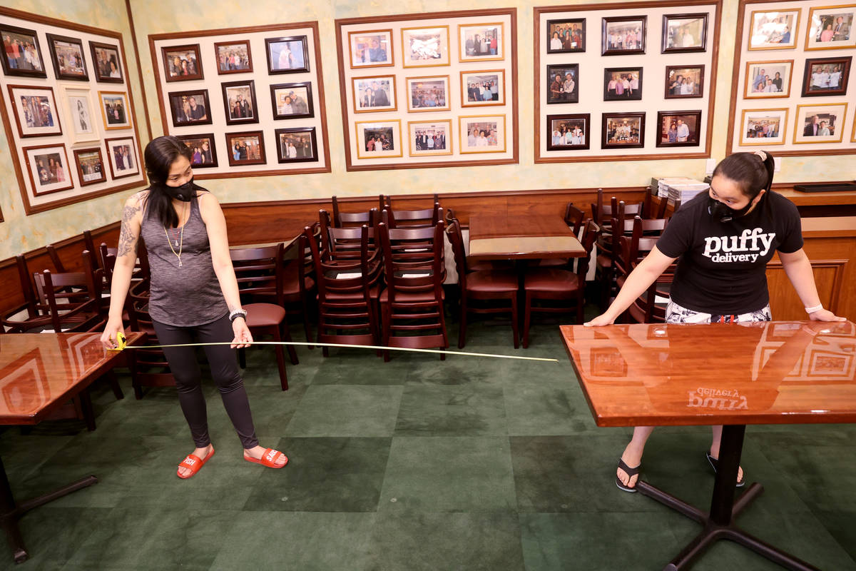 Penny Chutima, left, and her sister Sabrina Churima, whose family owns Lotus of Siam, measure t ...