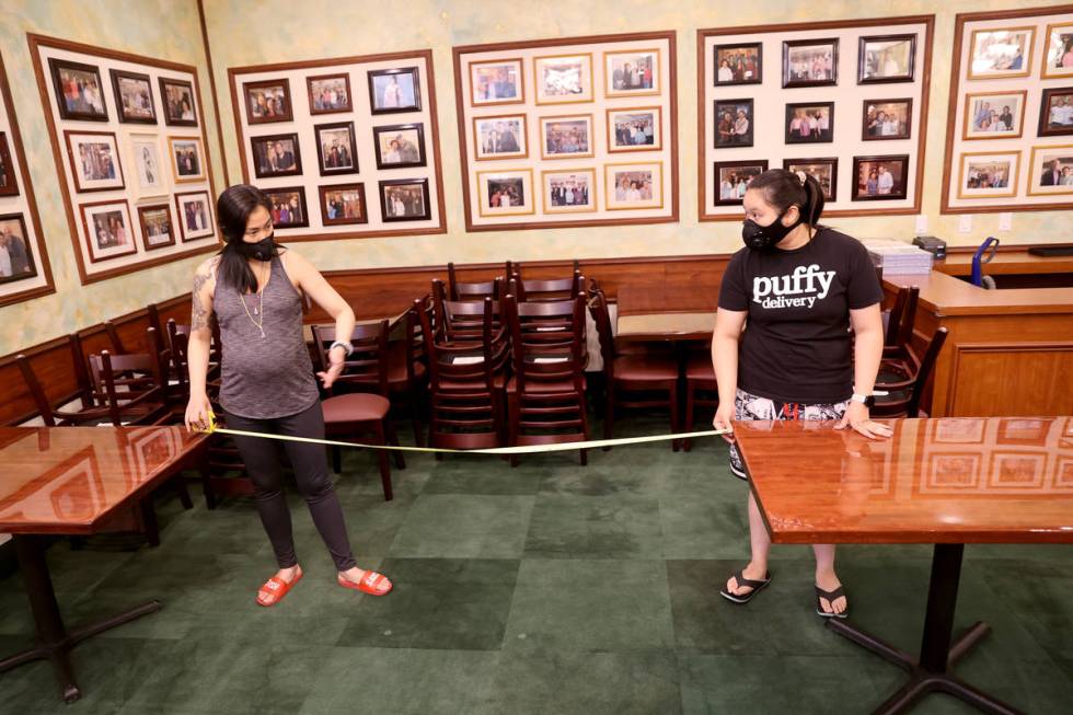 Penny Chutima, left, and her sister Sabrina Churima, whose family owns Lotus of Siam, measure t ...