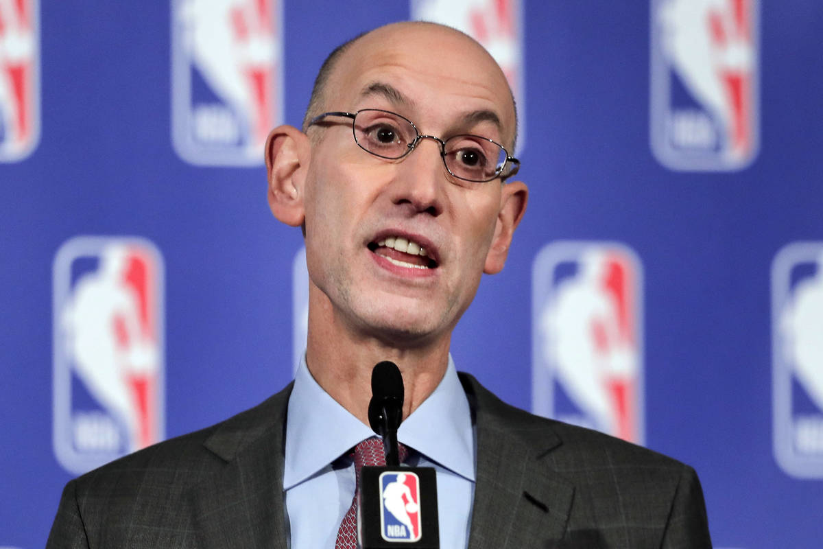 In this Sept. 28, 2017 file photo, NBA Commissioner Adam Silver speaks during a news conference ...