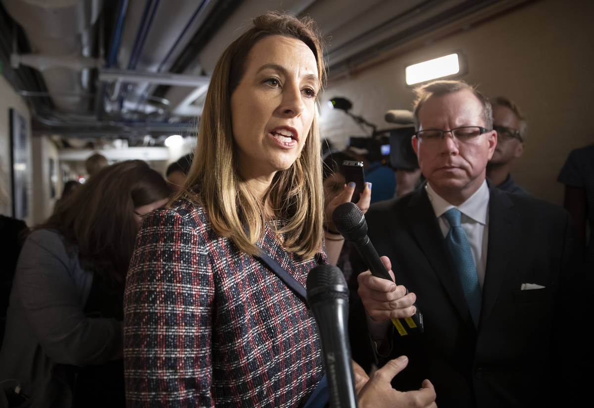 In this Sept. 24, 2019, file photo Rep. Mikie Sherrill, D-N.J., talks to reporters at the Capit ...