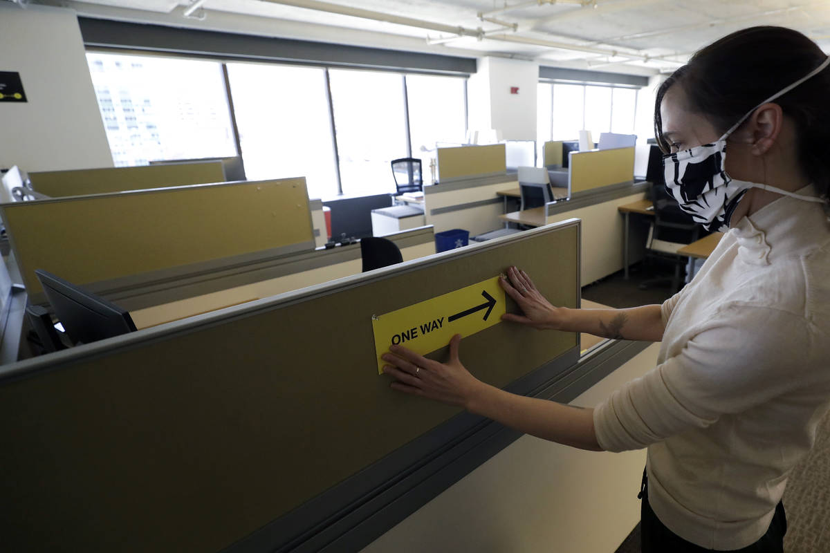 A Thursday, May 7, 2020, photo, shows Interior Designer Stephanie Jones at the design firm Berg ...