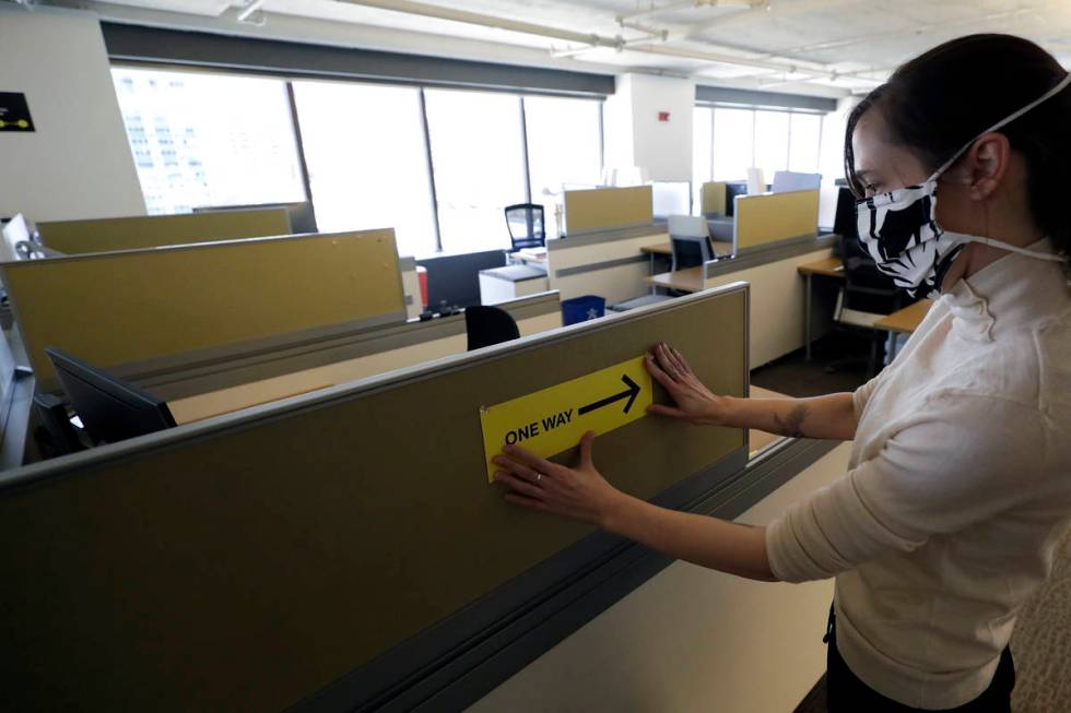 A Thursday, May 7, 2020, photo, shows Interior Designer Stephanie Jones at the design firm Berg ...