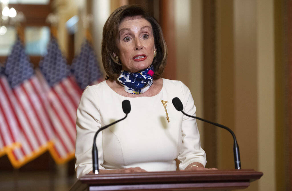 House Speaker Nancy Pelosi of Calif., speaks about the so-called Heroes Act, Tuesday, May 12, 2 ...