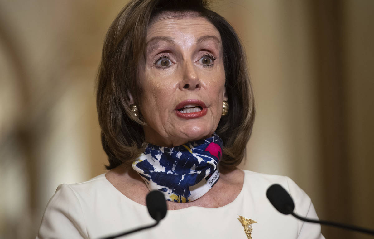 House Speaker Nancy Pelosi of Calif., speaks about the so-called Heroes Act, Tuesday, May 12, 2 ...