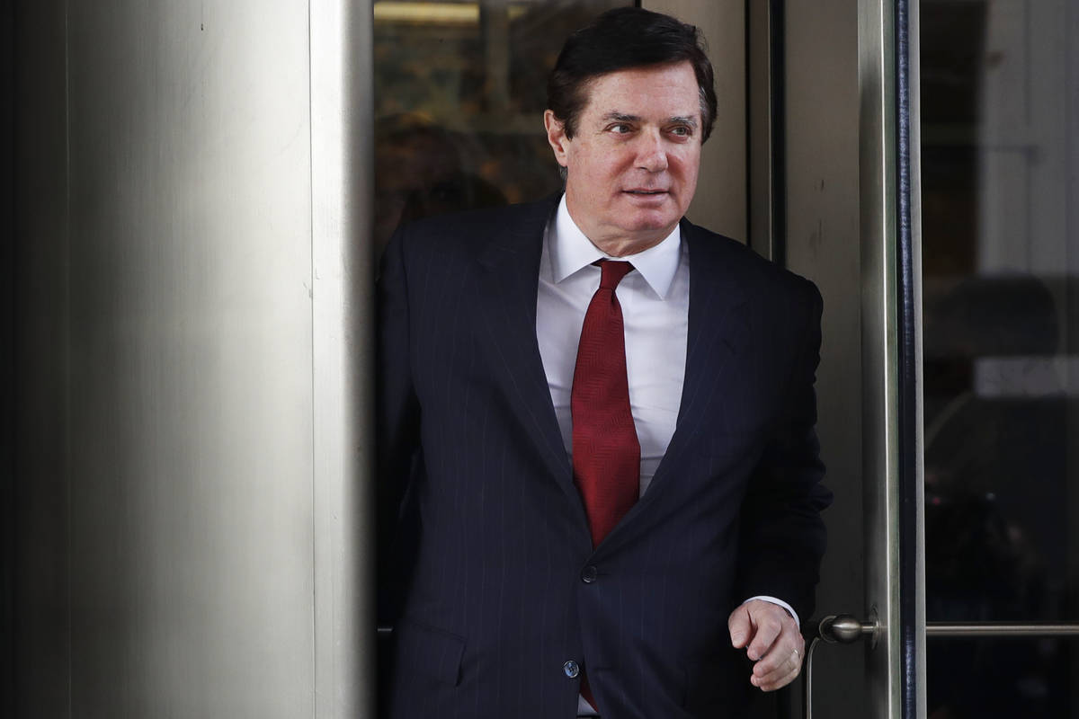 FILE- In this Nov. 6, 2017 file photo, Paul Manafort, President Donald Trump's former campaign ...