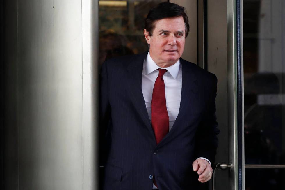 FILE- In this Nov. 6, 2017 file photo, Paul Manafort, President Donald Trump's former campaign ...