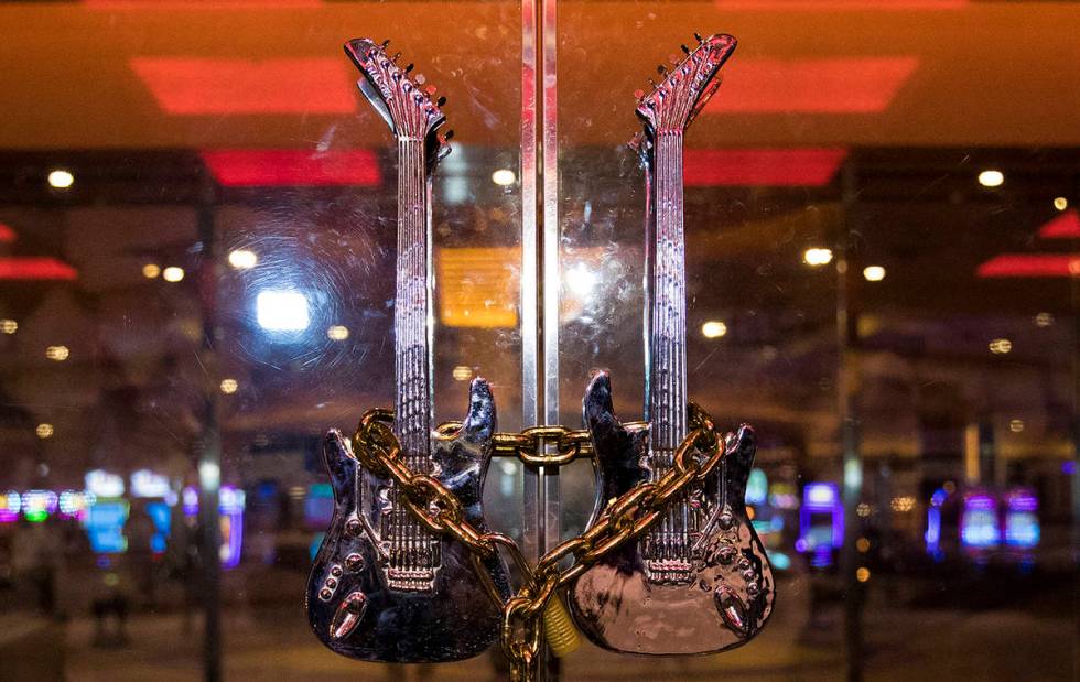 The Hard Rock HotelÕs front doors are chain locked in Las Vegas, Monday, Feb. 3, 2020. The ...