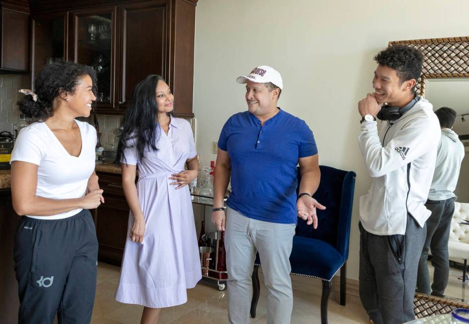 The Williams family from left, Amber, Tanuja, Michael, and Lucas, are photographed in their hom ...