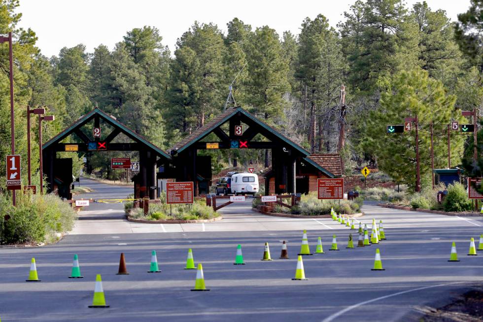 Guests arrive at the Grand Canyon Friday, May 15, 2020, in Grand Canyon, Ariz. Tourists are onc ...