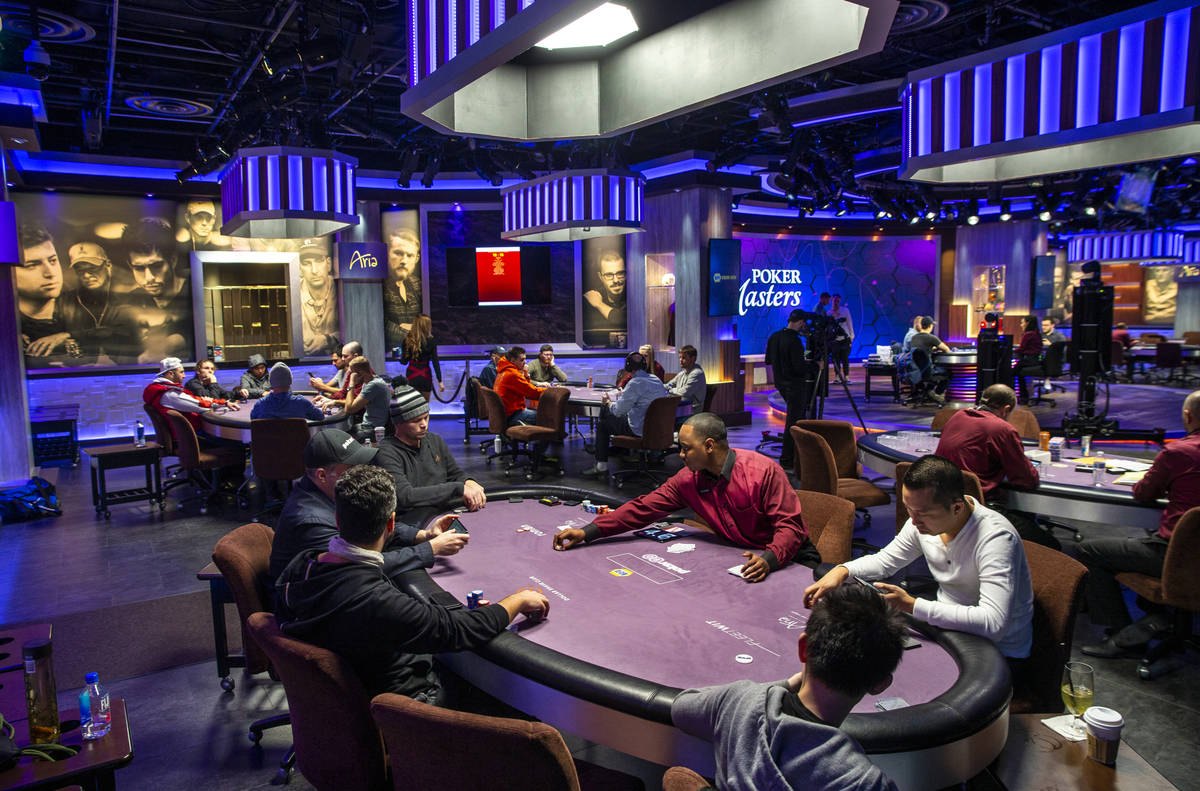 Play continues on sides as well as the main table during the Poker Masters 2019 broadcast in th ...