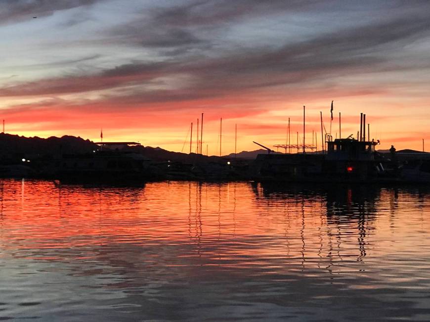 Lake Mead Marina at Sunset. Holiday visitors can expect to find busy launch ramps over the busy ...