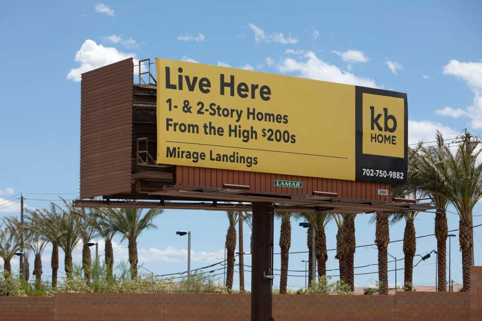 A sign for Mirage Landings, a new development being built by KB Home near Rainbow Boulevard and ...