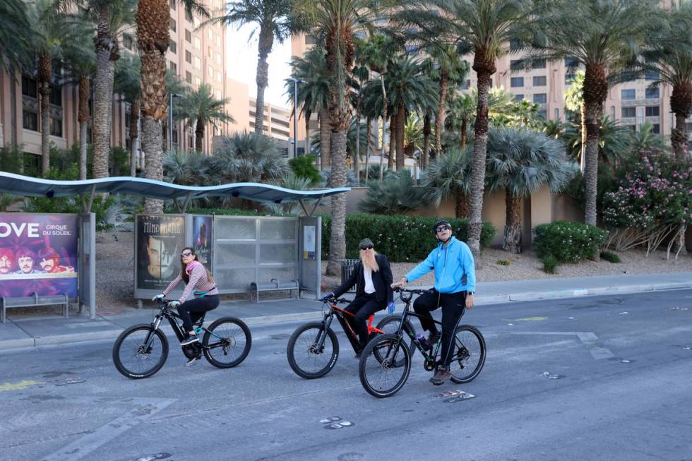 Las Vegas resident and ZZ Top frontman Billy Gibbons rides down the Strip in Las Vegas with his ...