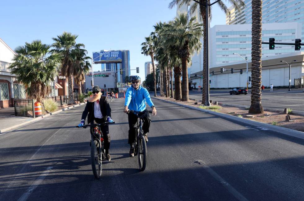 Las Vegas resident and ZZ Top frontman Billy Gibbons rides up Las Vegas Boulevard in Las Vegas ...