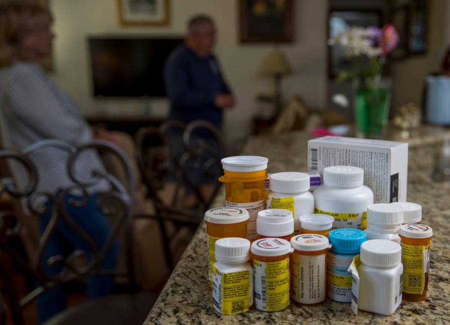 Medications taken by military retirees Rich and Sheila Gray who are no longer allowed to use th ...