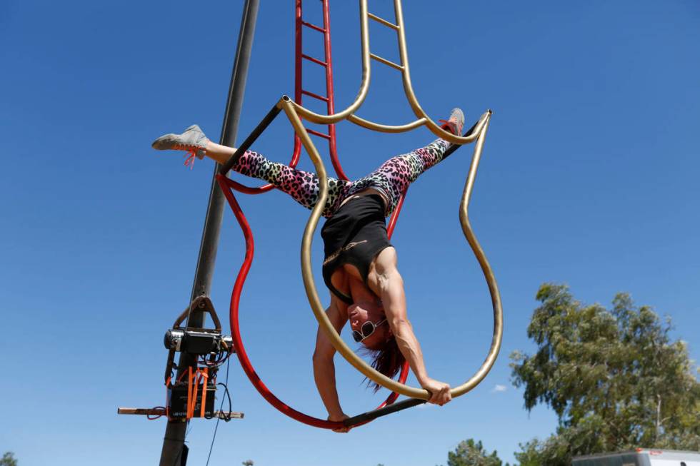 Gladius The Show performer Lisa Varmbo Martonovich performs as practicing aerials at the Gladiu ...