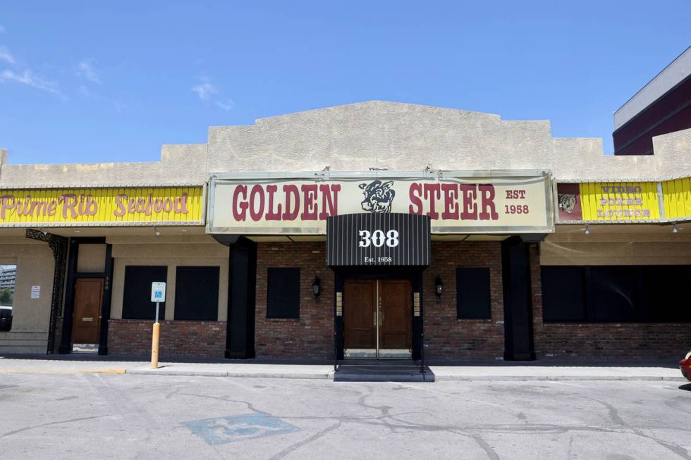 Golden Steer Steakhouse on Sahara Avenue near the Strip in Las Vegas Friday, May 22, 2020. Owne ...