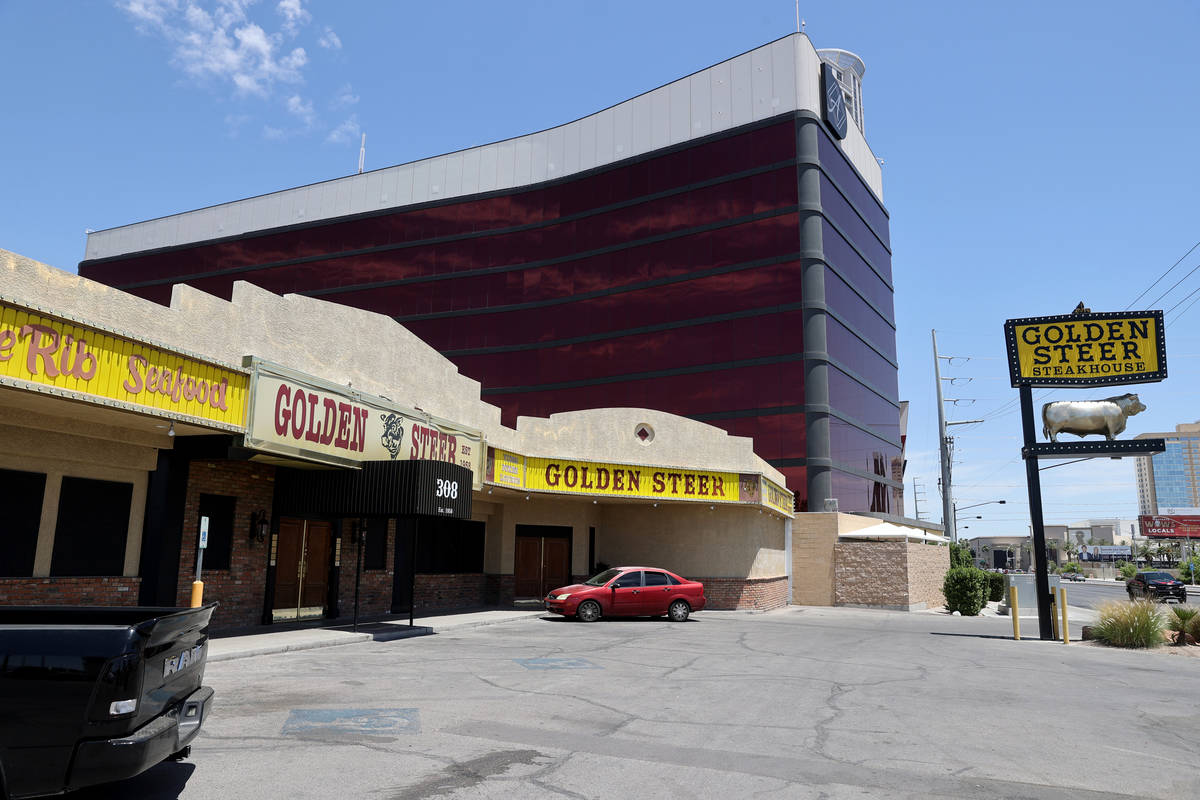 Golden Steer Steakhouse on Sahara Avenue near the Strip in Las Vegas Friday, May 22, 2020. Owne ...