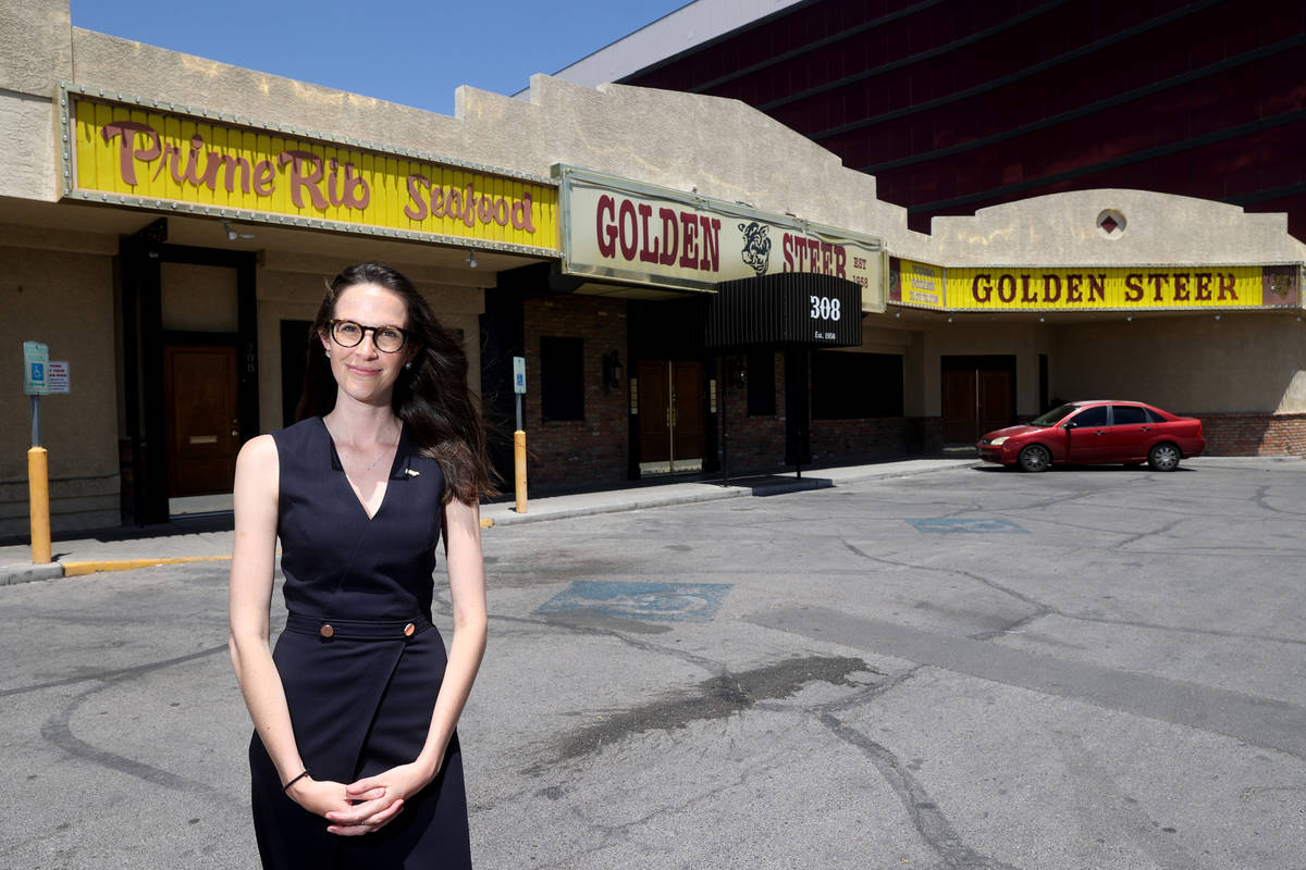 Amanda Signorelli, managing partner of Golden Steer Steakhouse on Sahara Avenue near the Strip ...