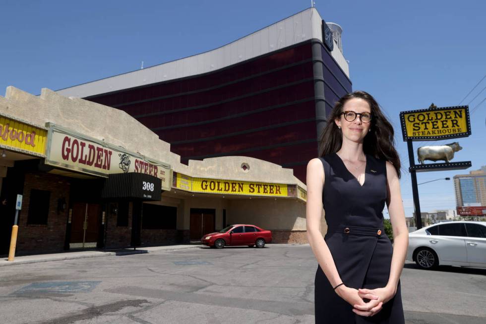 Amanda Signorelli, managing partner of Golden Steer Steakhouse on Sahara Avenue near the Strip ...