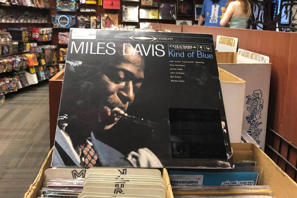 FILE - In this Aug. 17, 2019, file photo, the "Kind of Blue" album cover is on displa ...