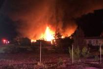 The Nye County Sheriff’s Office said firefighters were called to a multi-structure and vehicl ...