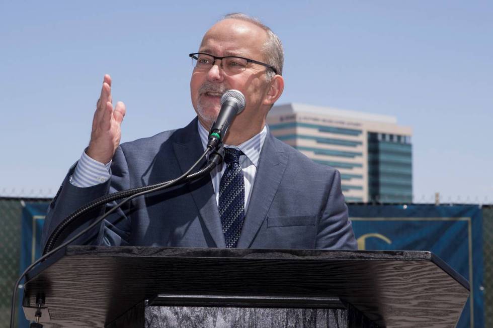 Myron Martin, President and CEO of The Smith Center for the Performing Arts, speaks during a gr ...