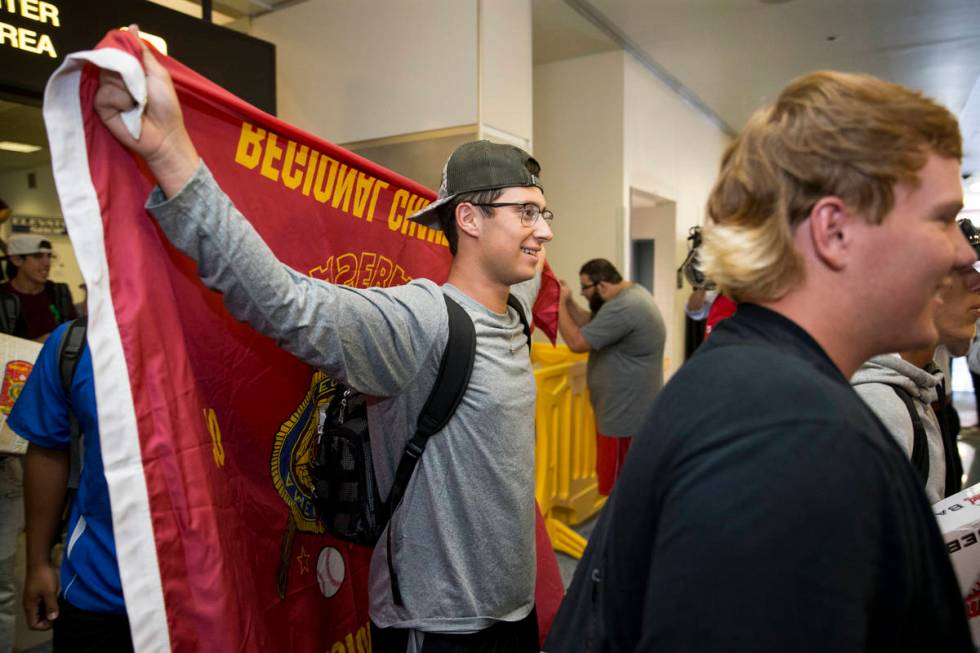 Southern Nevada Blue Sox baseball player Jesse Fonteboa, 17, arrives to McCarran International ...