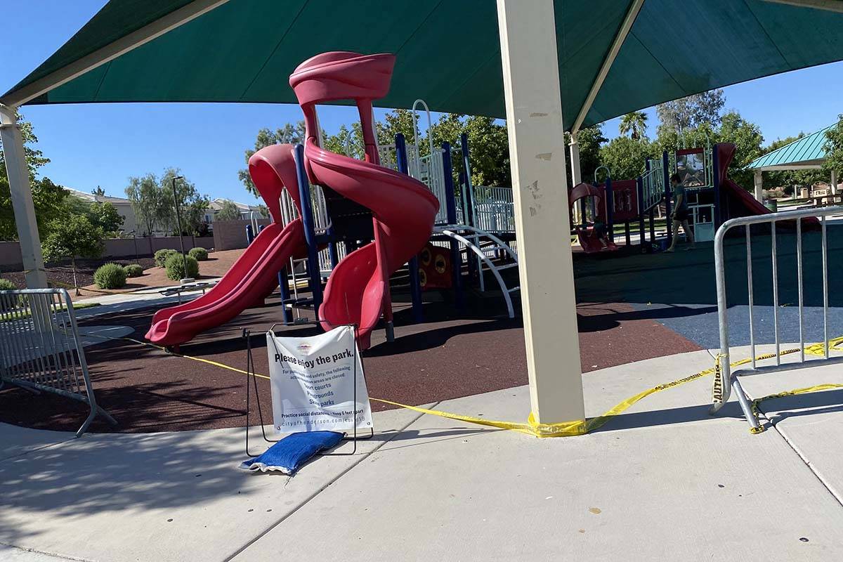 Paseo Vista Park in Henderson is open, but playground equipment remains off limits. (Mick Akers ...