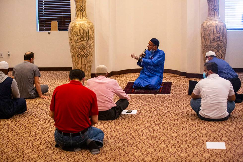 Imam Shamsuddin Waheed gives the sermon during jummah, Friday prayer, at Masjid Ibrahim in Las ...