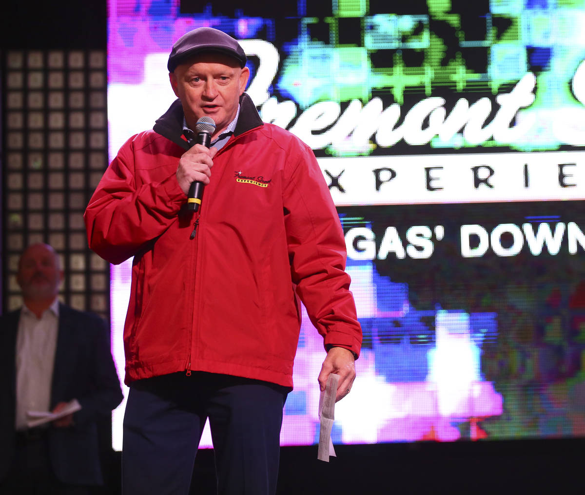 Patrick Hughes, CEO and president of the Fremont Street Experience, speaks before a preview of ...