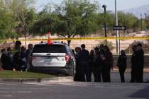 Police investigate an officer-involved shooting Sunday, May 31, 2020, near West Tropicana Avenu ...