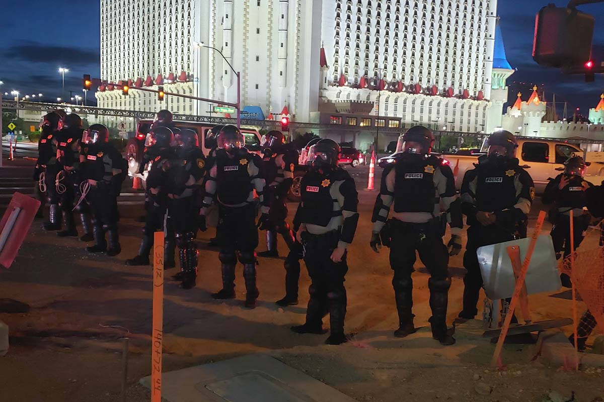 SWAT teams moved the Black Lives Matter protesters north on the Las Vegas Strip, Sunday, May 31 ...